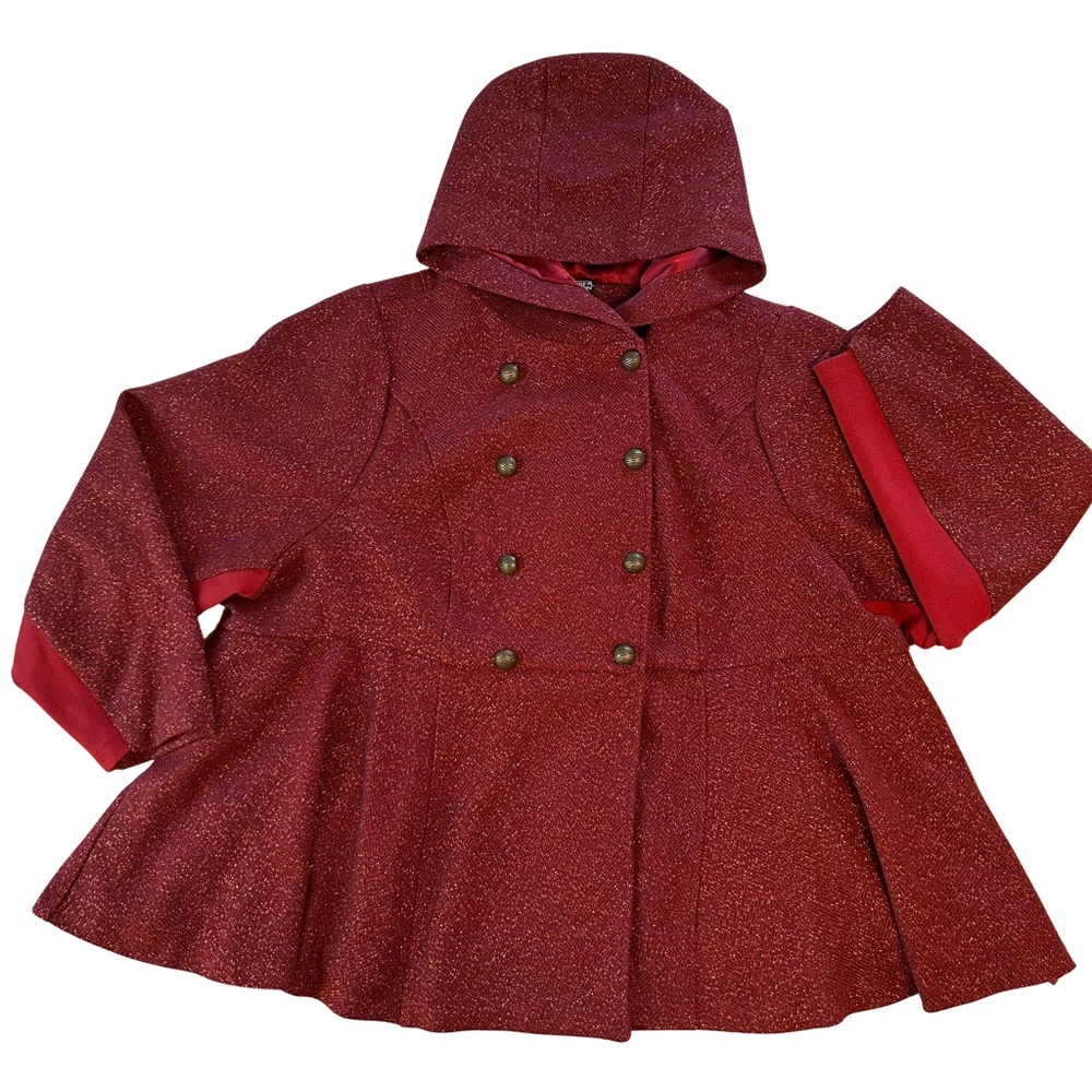 House of the Dragon Wool-blend Jacket w Hood -  red & gold - plus size 28 / 5XL
